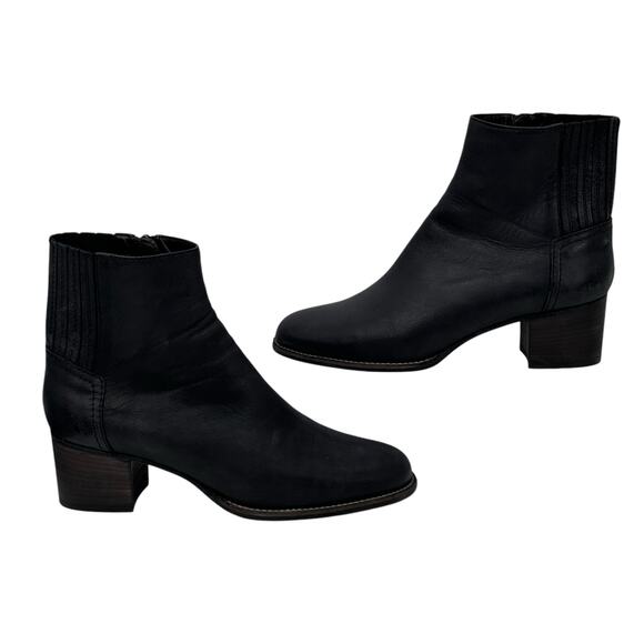Aquatalia Waterproof Ankle Block Heel Boot Women's 7 Black Elastic Panel Zip Up - Picture 3 of 11